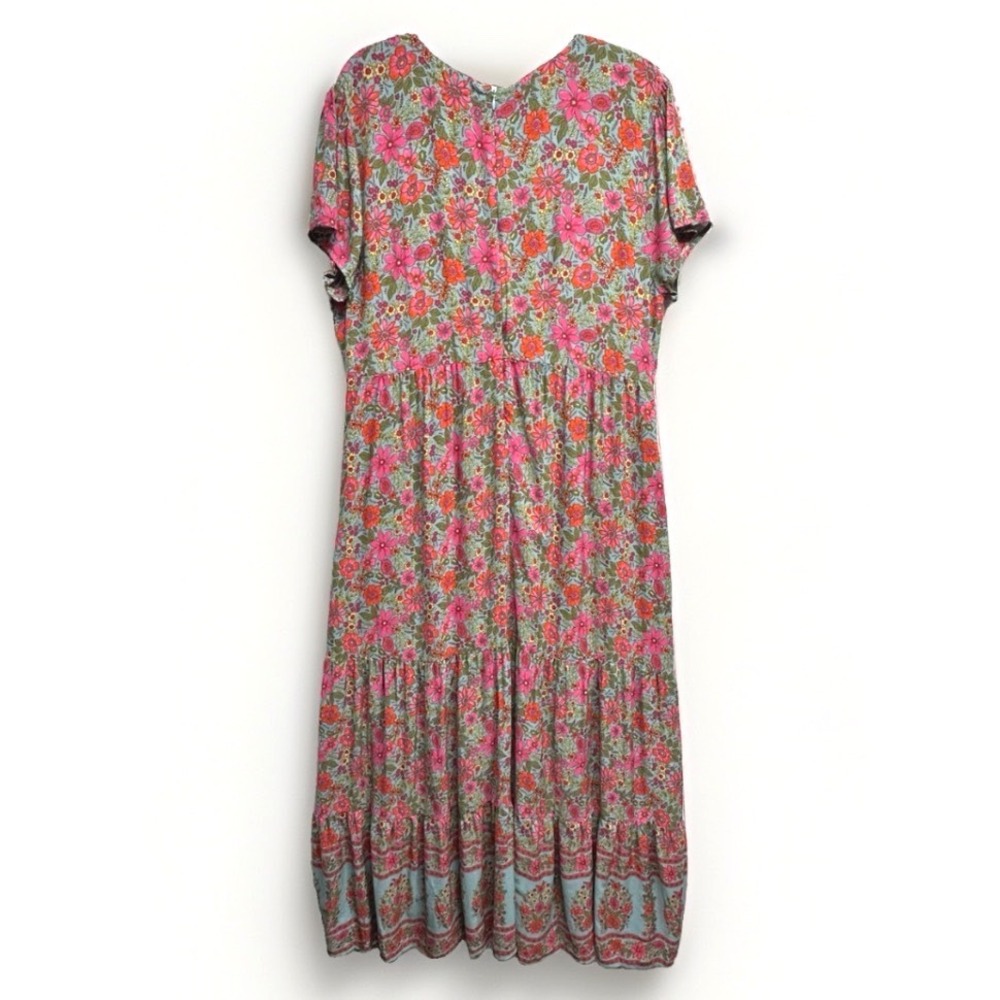 Natural Life Evangeline Maxi Dress Women XL Floral Boho Tiered V-Neck Pockets - Picture 6 of 13